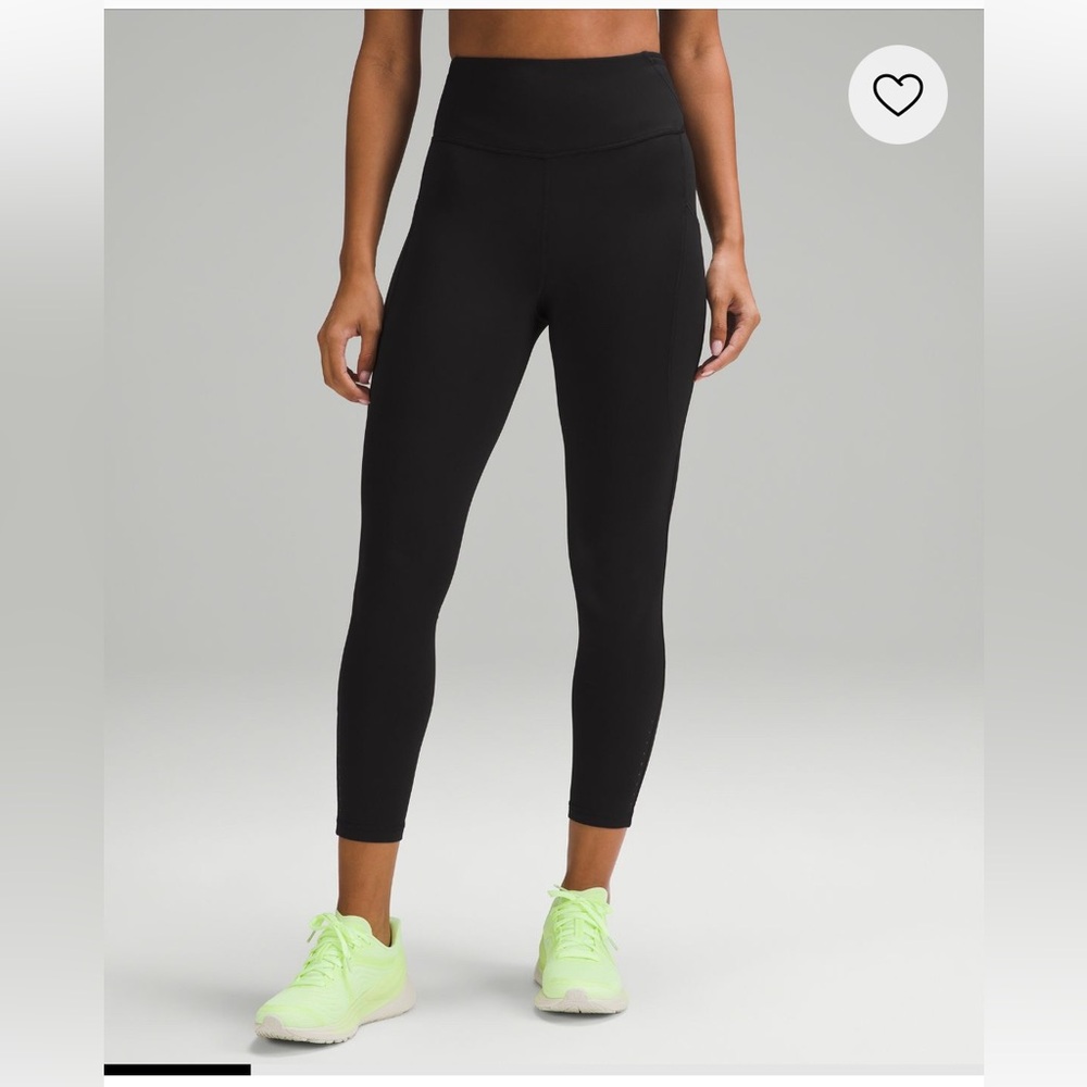 NWT lululemon Fleece High Rise Running Tight 25”, Black, Size 6